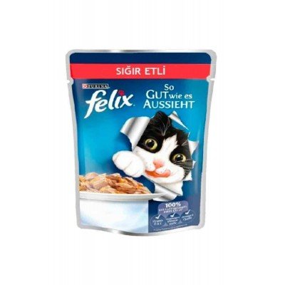 Felix Sığır Etli Pouch Yaş Kedi Maması 100 GR * 20 ADET